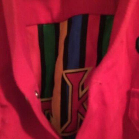 Vintage Mickey & Co. Unisex Adult Red Denim Jean Jacket Sz XL - Picture 6 of 7